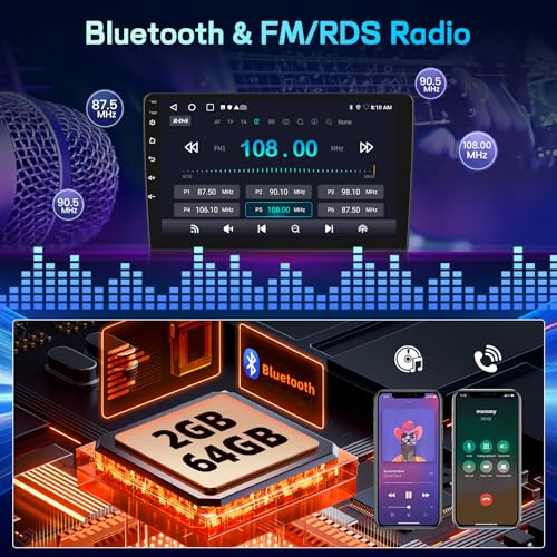 [2G+64G] Android Radio for Mazda 3 2003-2009, CarPlay & Android Auto Wireless, EQ DSP, Car Radio with 9 Inch Touchscreen, GPS, WiFi, FM RDS, Bluetooth, SWC + Rear Camera
