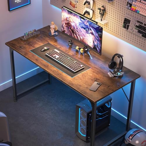 Brown Computer Desk, Gaming Writing Work Table for Home Office Bedroom Study, 120 * 50 * 75Cm