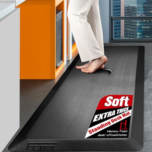 FEATOL Extra Thick Anti Fatigue Mat Floor Mat, Standing Desk Memory Foam Cushioned Office