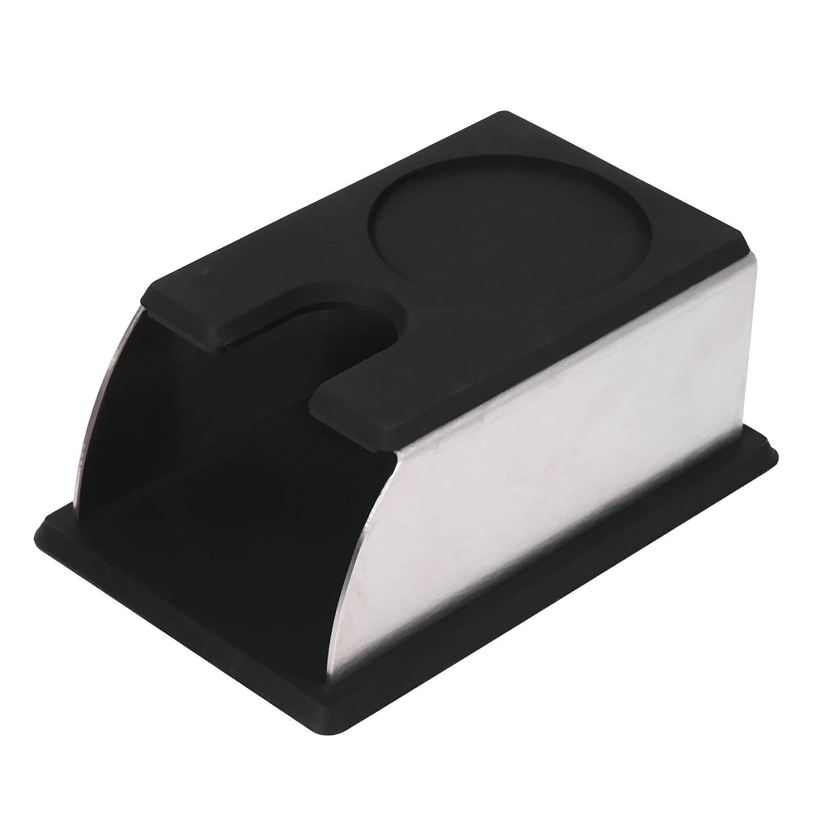 Stainless Steel Coffee Tamper Stand Coffee Powder Maker Rack Silicone Tamping Mat (Black)
