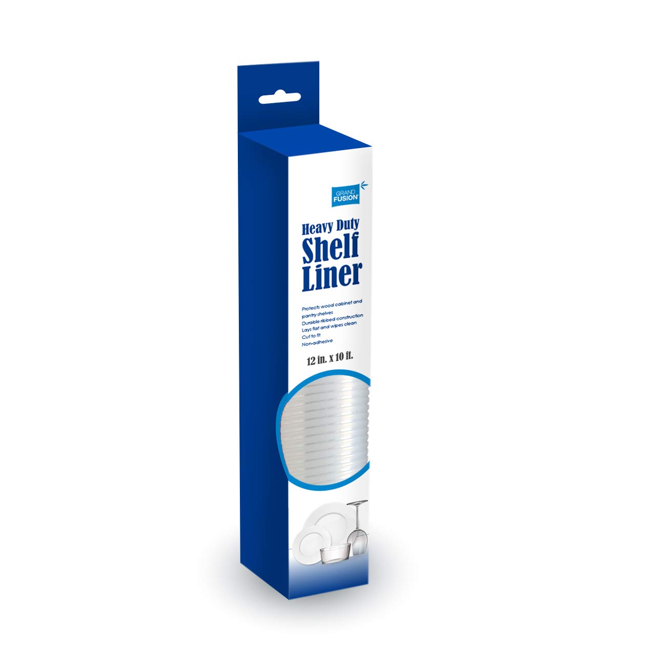 Grand Fusion Housewares Heavy Duty Shelf Liner for Kitchen Cabinets (Non-Adhesive and Durable Eva Liner) Pack of 1 (10 Ft X 12 Inches) Clear