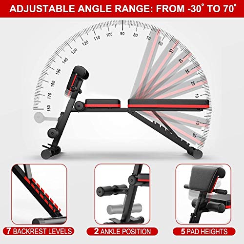 ER KANG Adjustable Weight Bench, 7 Adjustable Angles Workout Bench for