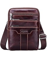 Sunmig Men's Vintage Genuine Leather Shoulder Bag Messenger Bags (brown-3803)