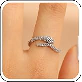 Yheakne Punk Crystal Snake Ring Gold Rhinestone Snake Wrap Ring Serpent Open Finger Rings Adjustable Animal Statement Rings Jewelry for Women