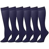Falari 6-Pack Women Trouser Socks with Comfort Band Stretchy Spandex Opaque Knee High