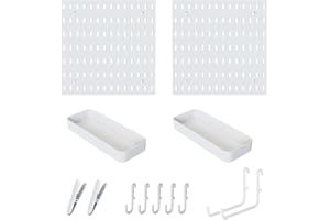 TORMEN Kitchen Pegboard Kit 22″×11″ Wall Organizer 2 Panels 11 Accessories Hooks Shelves Clips Storage Suitable for Kitchen B