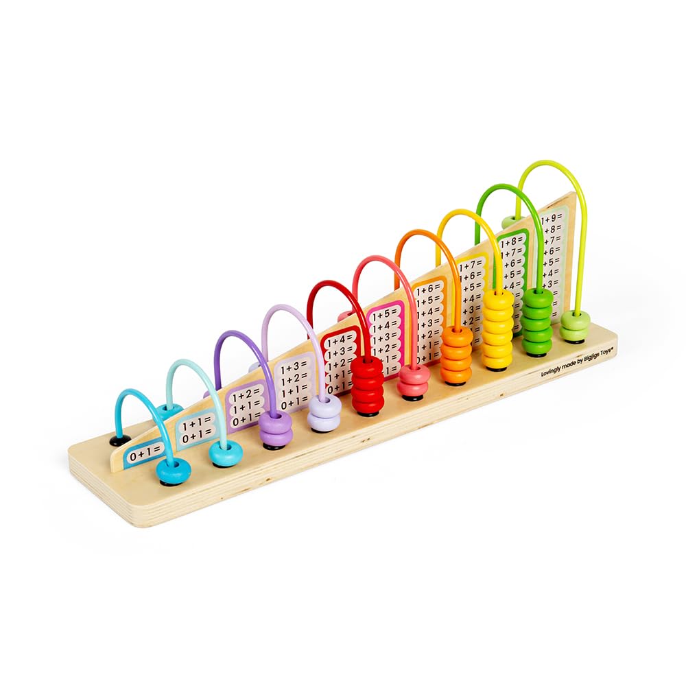 Bigjigs Toys Rainbow Counting Abacus (56 Piece) - Learn Addition & Subtraction, Wooden Numbers & Maths Games, Early Learning Resources For Children, 3+ Years