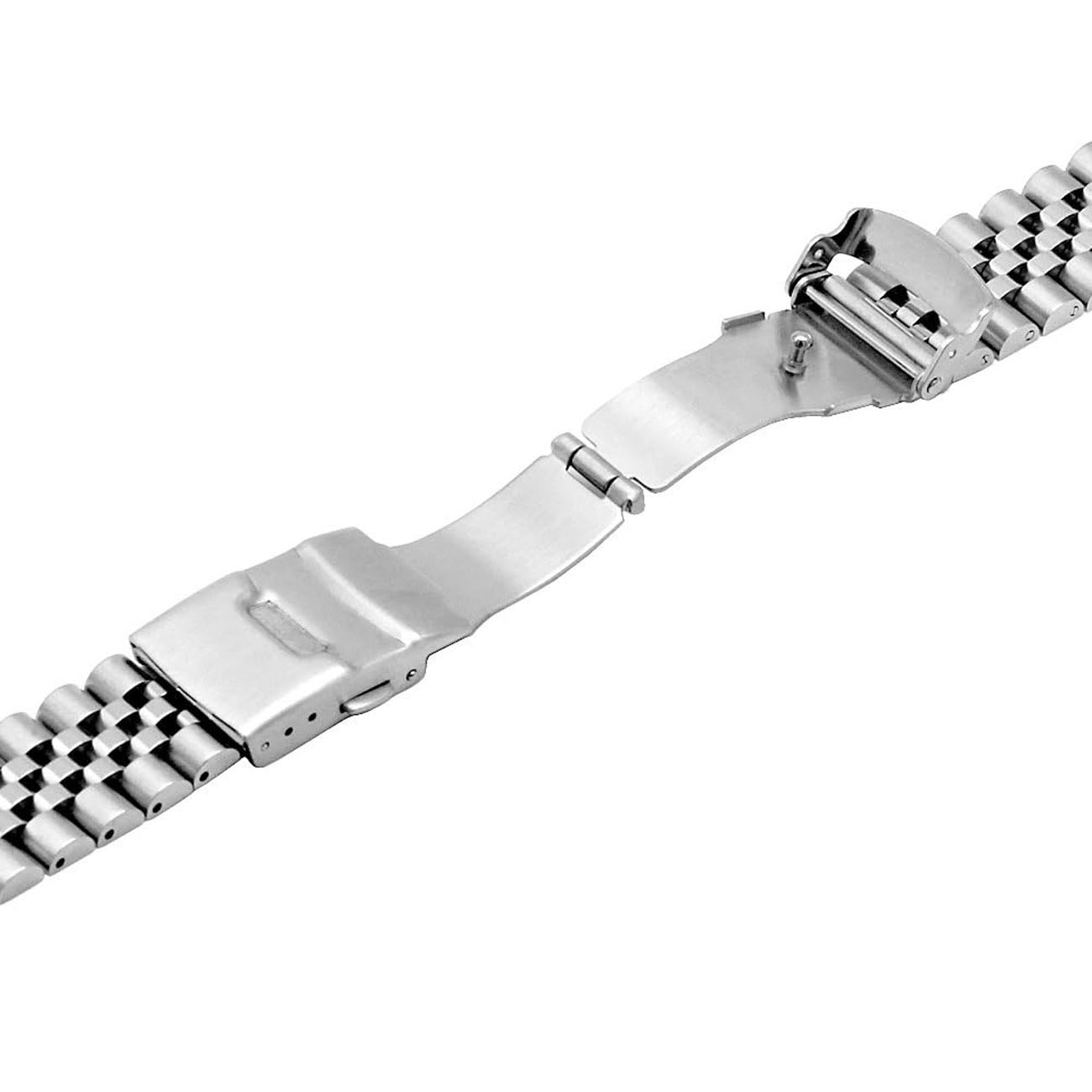 Generic 22mm Curved Ends Stainless Steel Watch Band For Casio MDV106 Duro Brushed Metal Watch Strap Replacement Bracelet Bands Deployment Clasp Silver