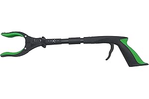 Grabber Tool 19" Aluminum Magnetic Claw with LED Light, Lightweight Foldable Reacher Grabber Pickup Tool, Gripper Grabbers for Elderly Grab it Reaching Tool Trash Picker Grabber, Green, by Luxet