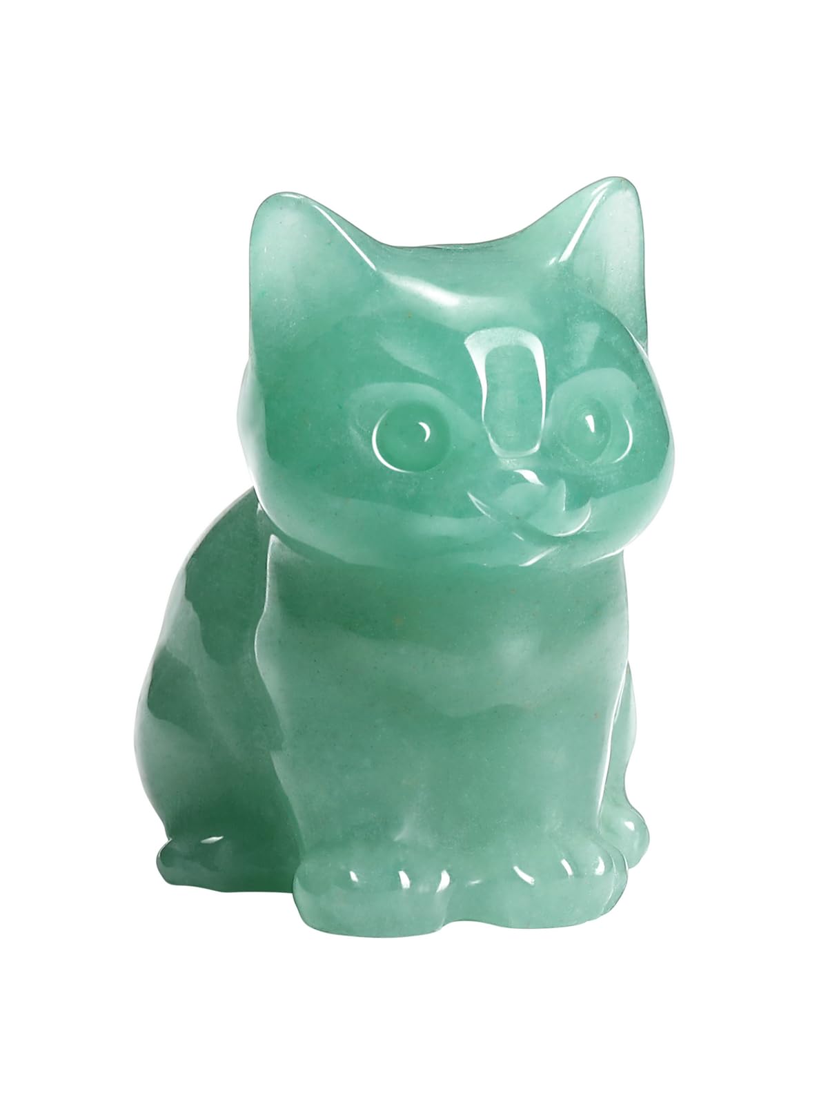 CrystalTears Green Aventurine Healing Crystal Cat Figurine - Carved Gemstone Cute Stone Cat Statue Ornament for Home Office Desk Decor, Lucky Cats Gifts for Women Men Christmas, 1.5”