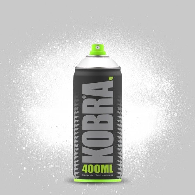 KOBRA HP High Pressure Spray Paint 400ml Can – Professional Grade 100% Acrylic Formula with Matte Finish for Graffiti, Street Art, Crafts & Multi-Surface Use (1 White)