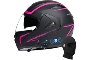 BYGMW Bluetooth Modular Motorcycle Helmet, DOT Approved Flip Up Full Face Integrated Helmet, Double Visor Helmet Built-in Dual Speaker with Microphone, for Adults Men and Women XS~XL