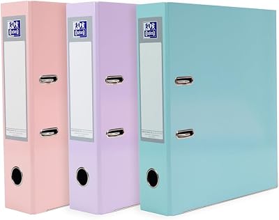Oxford A4 Lever Arch Files 3 Pack Pastel Pink Lilac Mint 70mm 560 Sheets