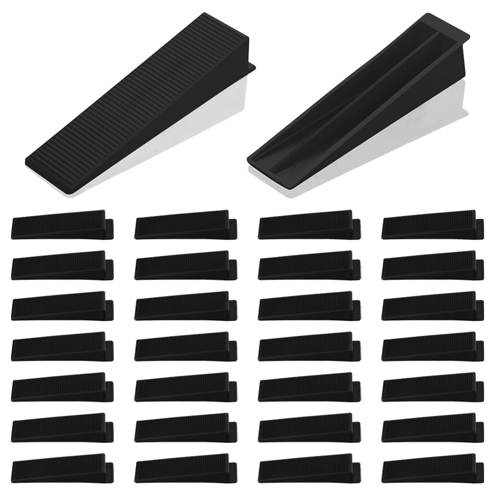 TRKETK 30 Pcs Fence Panel Wedges, Plastic Tile Leveling Insert Locator Stop, Black Reusable Spacers, Rattling Noise Stoppers
