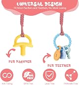 Aolso Dummy Clips Pacifier Chain 4pcs with 4 Silicone Adapters Pink Blue Green view 5