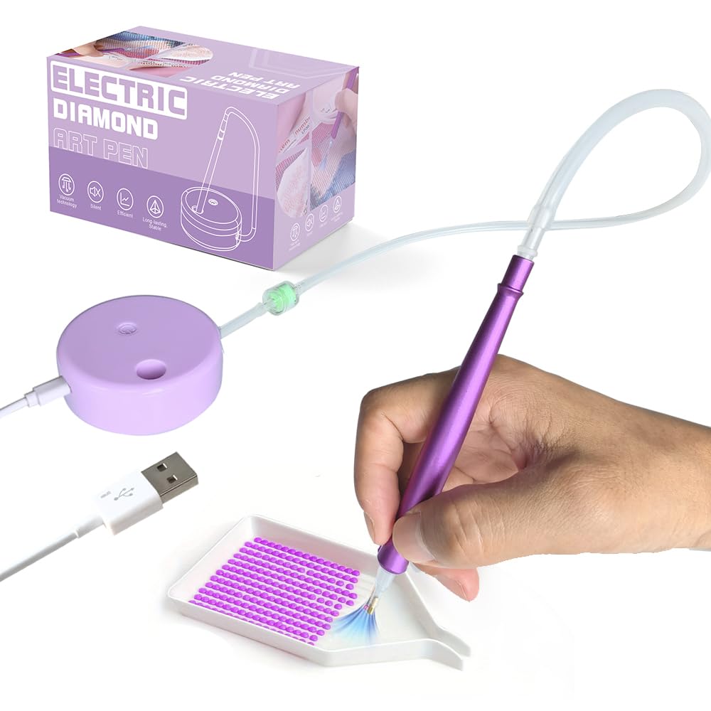 Photo 1 of Gosikee Metal Electric Vacuum Diamond Pen - Tool Kit with Storage Tray & Hose No Wax Needed, USB Powered Stable Suction for Adult Artists. Long-Lasting Diamond Art Accessories