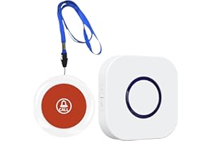 GREETMED Caregiver Pager Wireless Emergency Button with SOS Alert for Seniors at Home - 38 Melodies 1000+ Feet Range for Elderly Patient Disabled Home Care Life Alert - 1 Plugin Receiver + 1 Transmitter White