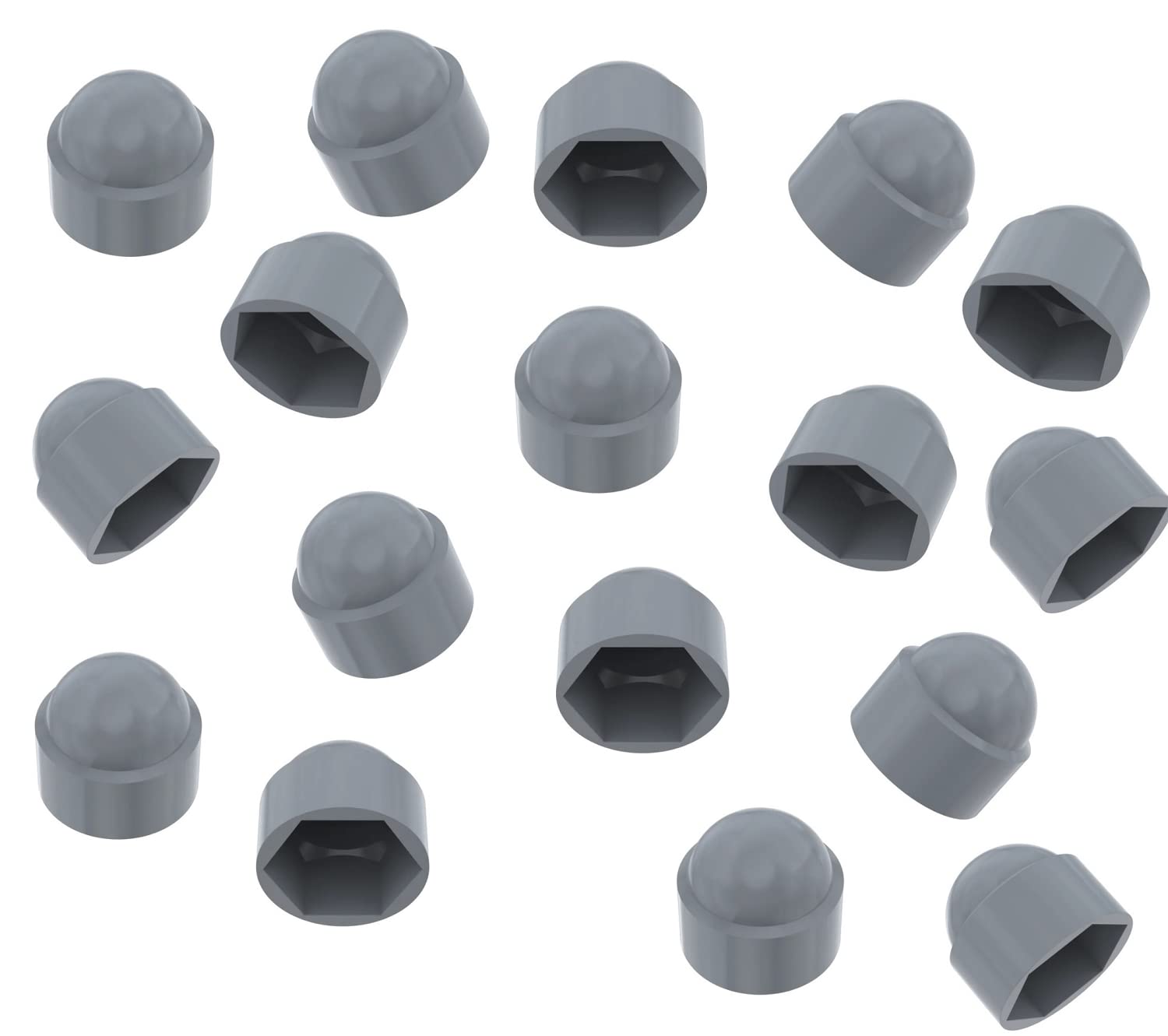 TERF® M16 Grey Plastic Hex Nut Bolt Dome Cap Cover M16 (24mm Spanner) Nut and Bolt Protective Caps Cover Hexagonal - Pack of 10