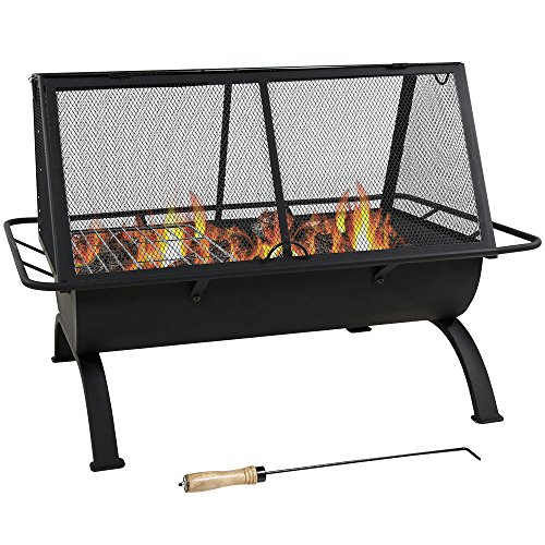 Sunnydaze 36Inch Northland Outdoor Rectangular Fire Pit with Cooking