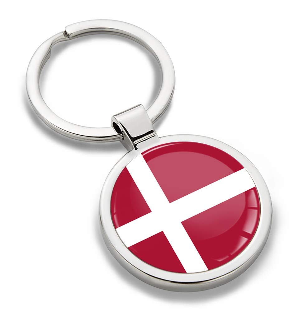 Biomar Labs Stainless Steel Metal Keychains Country Flag National Flags Design Durable Premium Accessory Car House Keys Backpack Gift Travel Souvenir (Denmark Danish Flag KK 185)