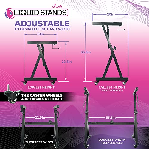 Liquid Stands Piano Keyboard Stand w/ Wheels Z Style Adjustable