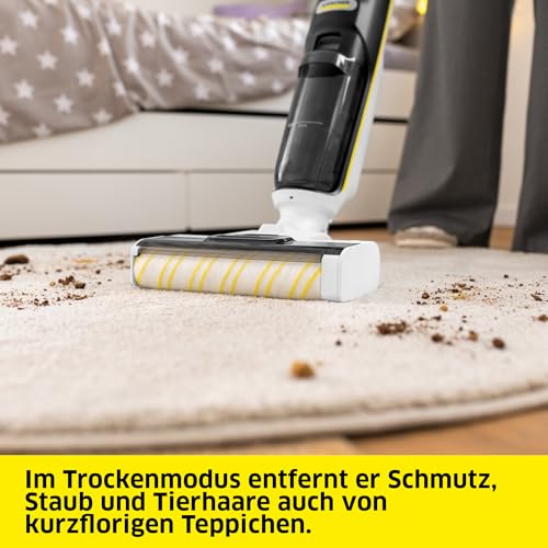 Saugwischer FCV 4, kabelloser Saugwischer mit 4 Reinigungsmodi, Akkulaufzeit: ca. 45 min, Flächenleistung pro Akkuladung: ca. 200 m², Weiß/Schwarz
