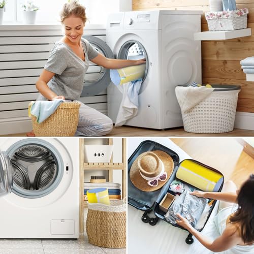 Teletrogy 2 Pieces Washing Machine Shoe Bag – Washing Machine Bag with 360° Cleaning, 3 in 1 Reusable Shoe Washing Bag with Adjustable Size, Hidden Zip, Yellow