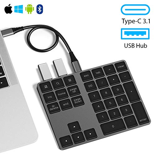New USB TypeC Wireless Bluetooth 34 Numeric Keypad with USB Hub for