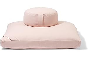 R E N O O Meditation Cushion Set by renoo - Durable Comfortable Organic Cotton, Linen, Hemp - Modern Zafu Zabuton - Buckwheat Kapok Filled Floor Pillow Yoga Bolster in 15 Colors Washable Cover