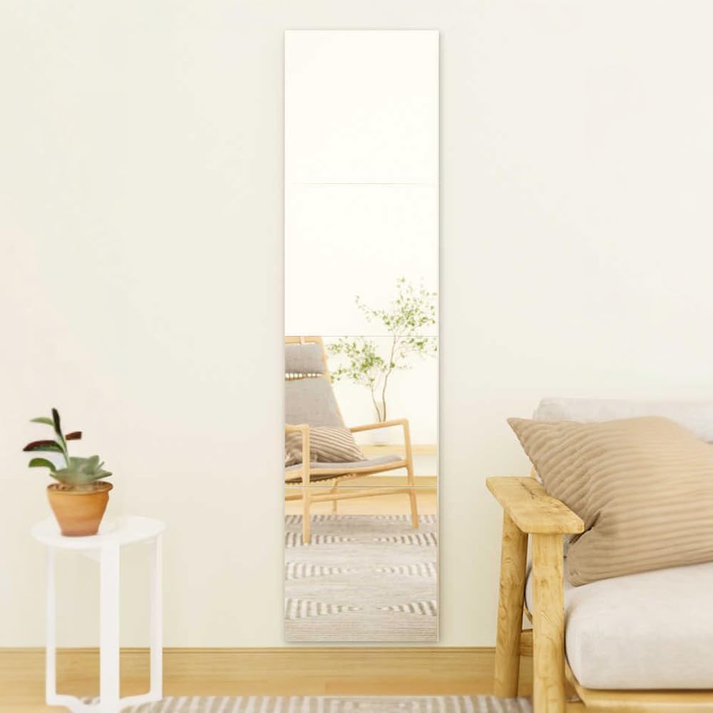 【どこでも貼れる割れない鏡】【割れない】 鏡 全身鏡 姿見鏡 壁掛け ミラー 壁掛け鏡 浴室 便利 穴あけ不要 軽量 (30cm×30cm×4枚セット)商品画像