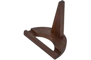 predolo Display Stand for Plates, Wooden Holder for Decorative Dish Presentation, Black Walnut Color, Wooden Display Stand, B