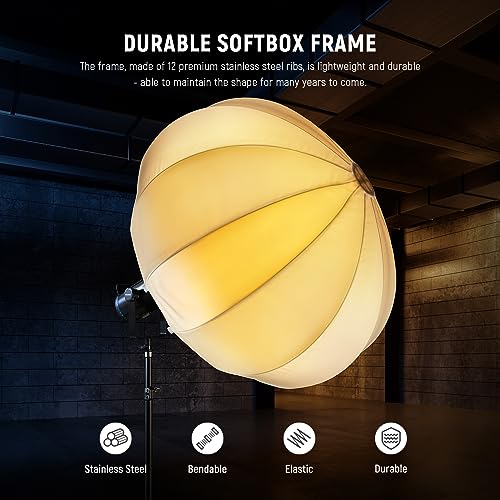 NEEWER 33.5"/85cm Lantern Softbox, Quick Release 360° Light Diffuser Bowens Mount Softbox with Lightweight Nylon Alloy for RGB CB60 CB60B CB200B MS60B MS60C MS150B Continuous LED Video Lights, NS35L
