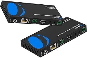 OREI 4K @ 120Hz HDMI Over Ethernet Extender Balun - HDBaseT UltraHD 8K@30hz CAT6/7 Cable with HDR, CEC & IR Control, RS-232 Up to 400 Ft Power Over Cable Audio Out (BK-EXB400R-K)