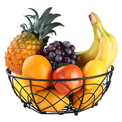 Buruis Fruit Basket Bowl with Banana Hanger, Modern Bird Design Fruit Container, Creative