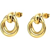 Stainless Steel Round Shape Twisted Knot Classic Wedding Party Dangle Drop Earrings