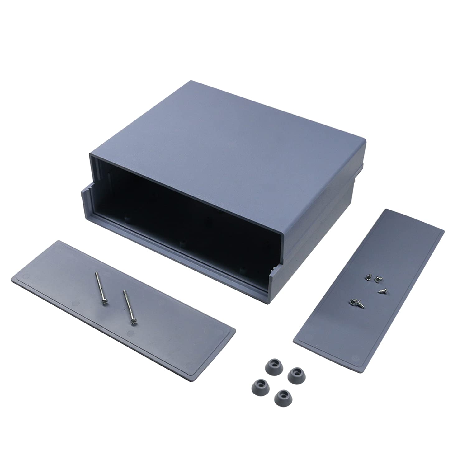 Fielect Junction Box Electrical Project Box ABS Plastic Project Box Enclosure Case, Gray 7.56" x 5.91" x 2.56"