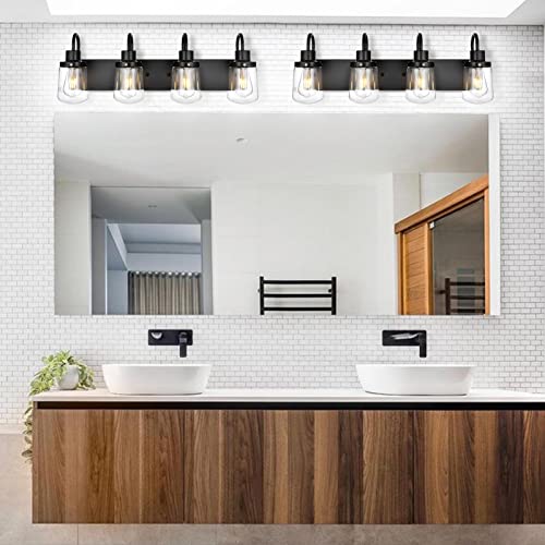 Yaohong Modern Bathroom Vanity Light 4Lights Lamp in Black,Farmhouse