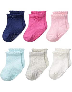 Baby Girls' Newborn Pointelle Socks (Pack of 6)