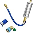povtii 3 PCS Oil and Dye Injector Tool, R134A Compressor Oil Injector Kit with Quick Coupler, AC Oil Injection Tool Backflow Prevent Kit with 1/4" SAE Connector, Car Accessories