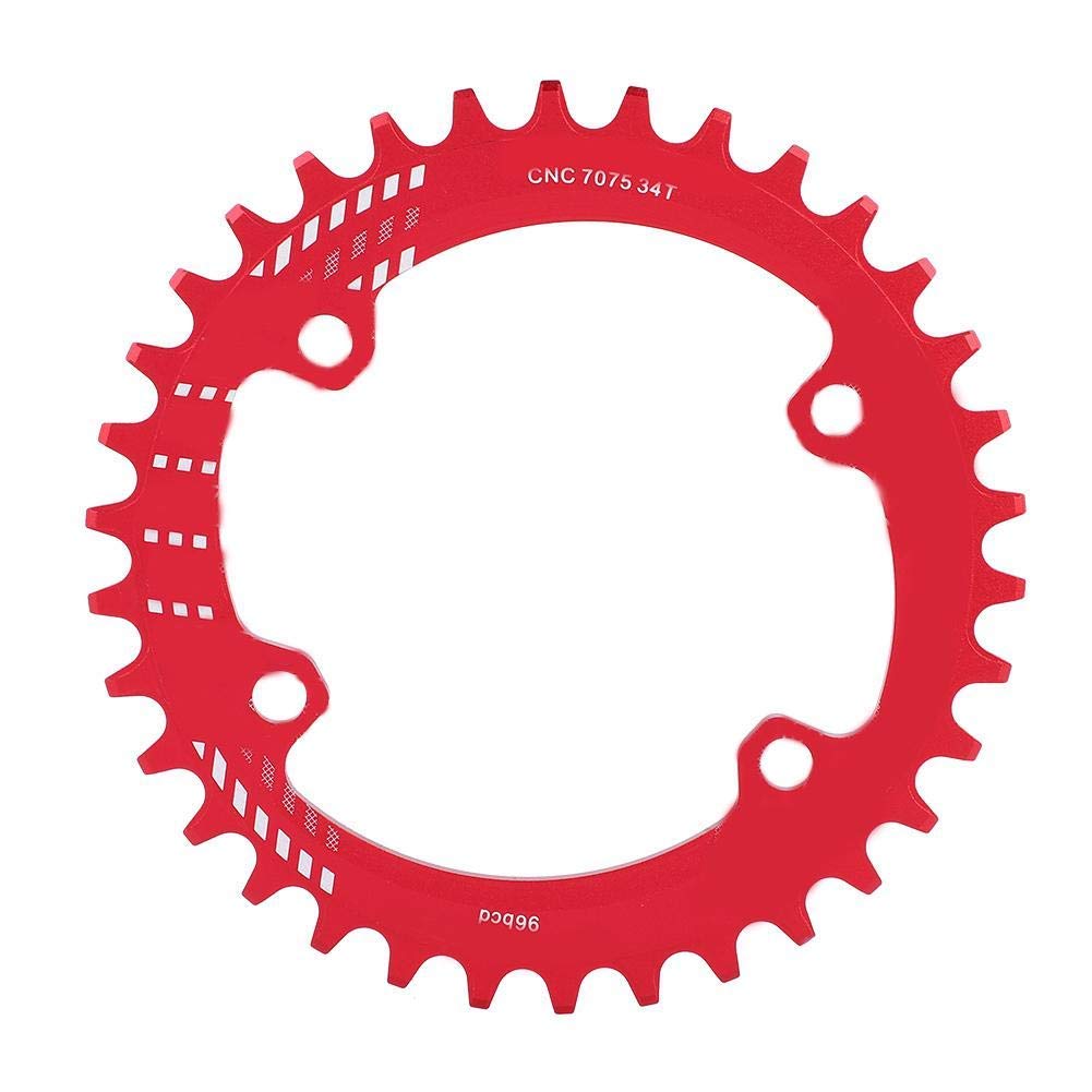 Alomejor Bike Chainring BCD 96MM Narrow Wide Chainring Single Chain Ring for M6000 M7000 M8000(34T-Red)