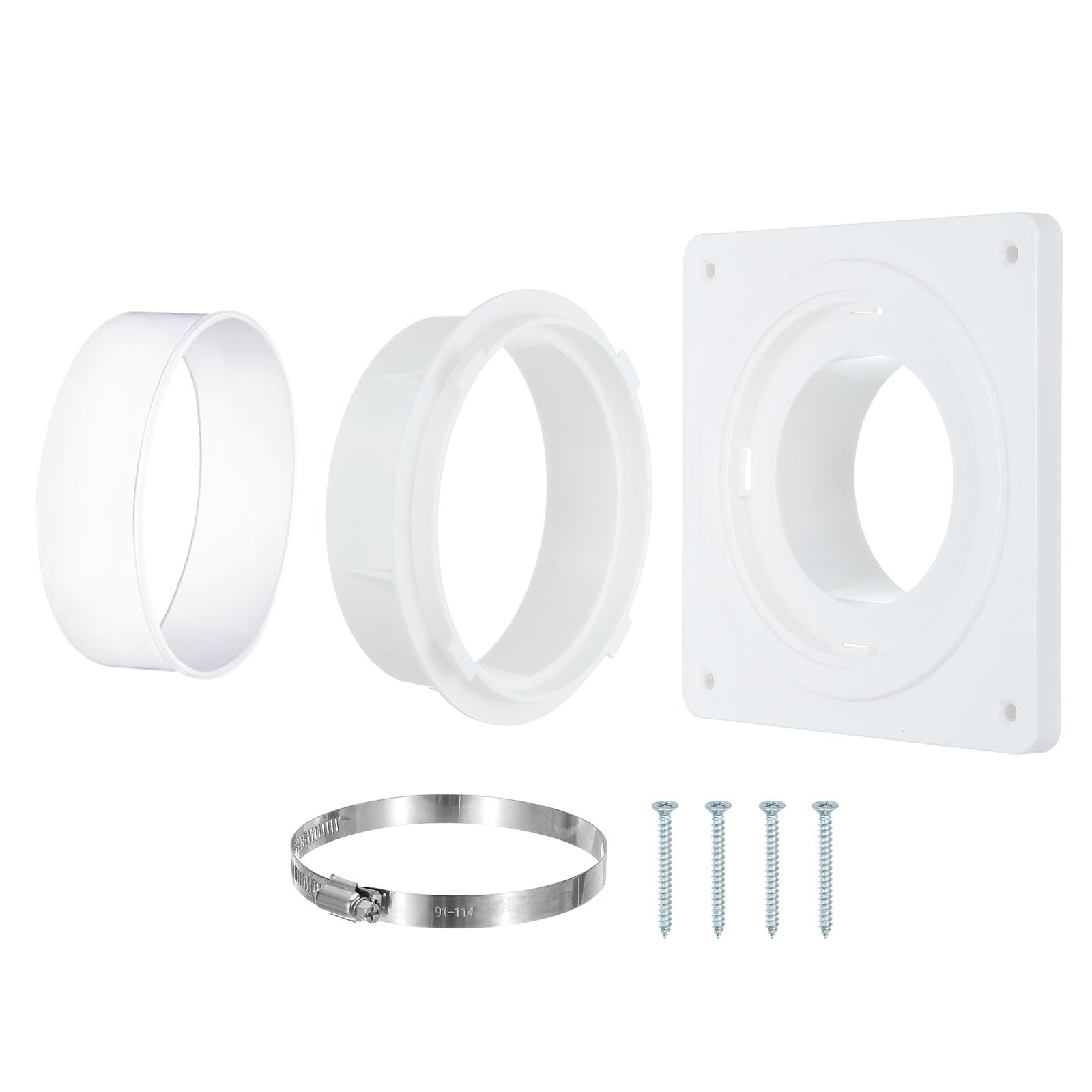 PATIKIL Dryer Vent Connector Kit Fit 4 Inch Ducting, ABS Plastic Dryer Vent Wall Plate with Quick Connect and Disconnect Dryer Dock Connector for Dryer Ventilation System, White