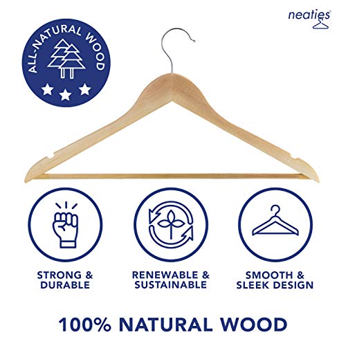 Neaties Natural Wood Hangers Natural Finish with 360° Degree Swivel