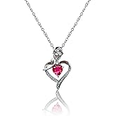 FSJINXS Rose Heart Birthstone Necklace for Women, Forever Love Rose Heart Pendant Necklace Anniversary Birthday Gifts for Mom Wife