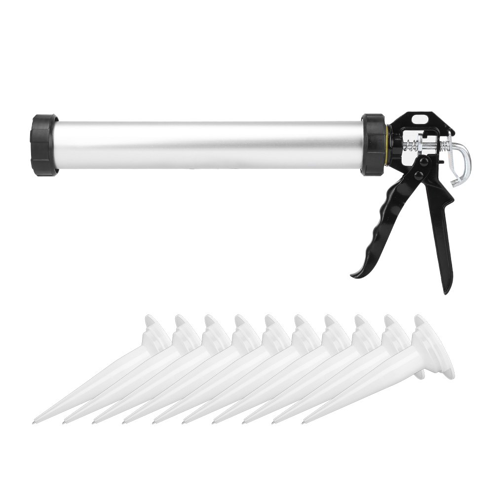 Cartridge Gun Aluminium Ergonomic Silicone Gun Nozzle 600ml Caulking Gun