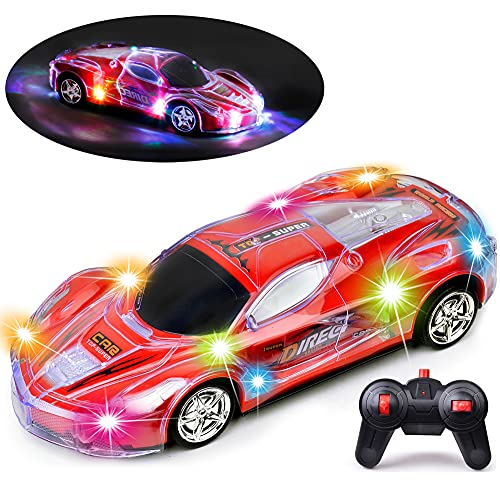 Haktoys Remote Control Light Up Car Upgraded 2.4GHz RC Racing Sports