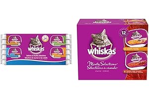 WHISKAS Salmon and Poultry Selections + WHISKAS Meaty Selections Adult Wet Cat Food Paté (36 Pack)