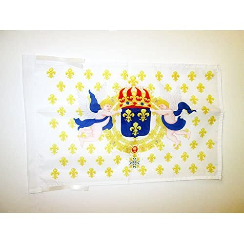 AZ FLAG - Kingdom of France Sacred Heart Flag - 18'' x 12'' - 100% Polyester French Catholic Royal - Jesus Small Banner with Two Cords - Fade Resistant - Vivid Colors - 18x12 in - 45x30 Cm — image 1
