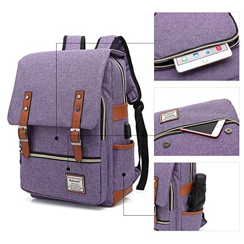 UGRACE Vintage Laptop Backpack with USB Charging Port, Elegant Water