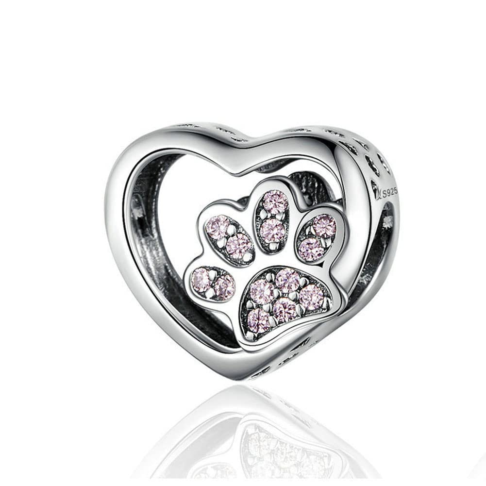 925 Sterling Silver Dog Paw Charm Animal Charm Pet Charm Birthday Charm Anniversary Charm for Pandora Charm Bracelet