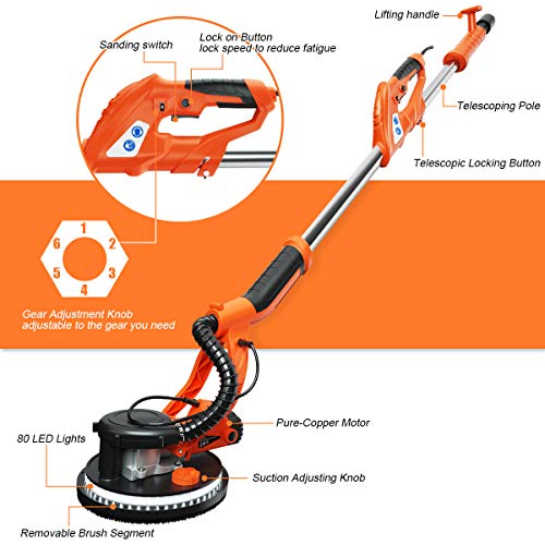 Goplus Drywall Sander, 750W Telescopic Electric Sander Machine w/Dust